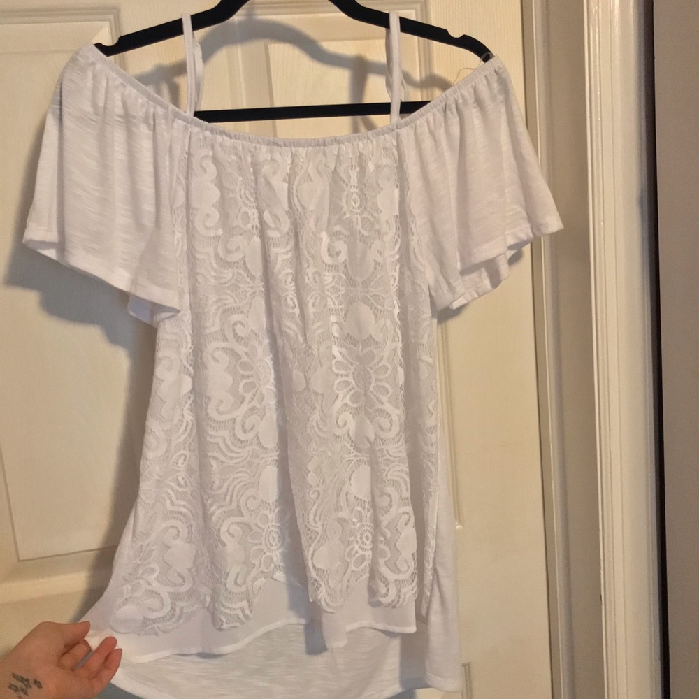 No Boundaries White Lacy Shirt